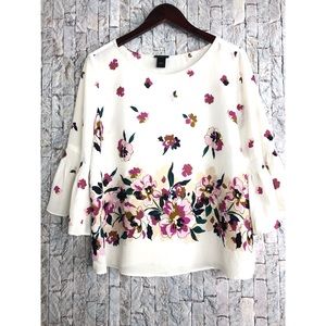 Ann Taylor Factory Floral Boatneck Top